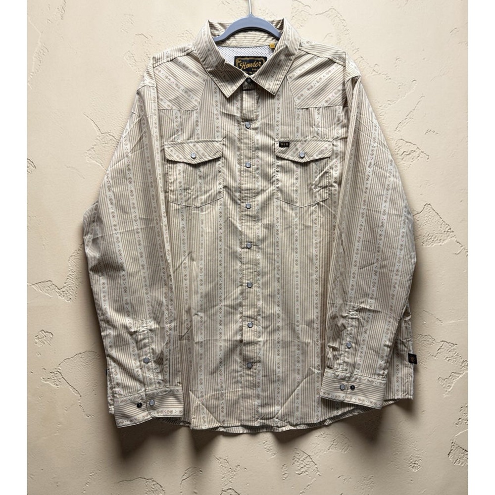 Howler Bros H-Bar-B Tech Long sleeve Button Snap XXL Mosquero Stripe  Cowboy